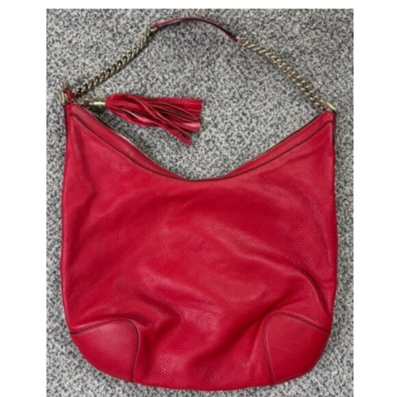 Authentic Gucci Soho red pebbled calf skin leather shoulder bag - Picture 2 of 16